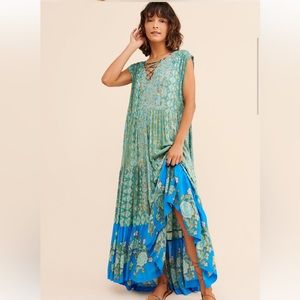 Hanalei Free People bohemian blue maxi dress